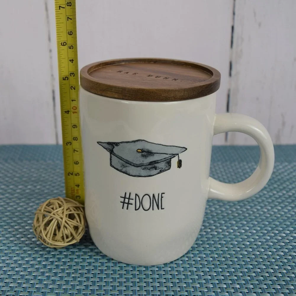 New Rae Dunn Graduation #Done Mug W/ Wood Lid - Picture 2 of 5